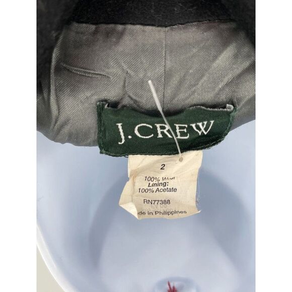 J. Crew 100% Wool Ruffle Chest Pea Coat Jacket Black Size 2 17501 - Picture 8 of 8